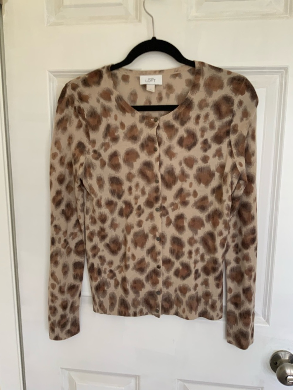 LOFT Beige and Brown Leopard Print Cardigan